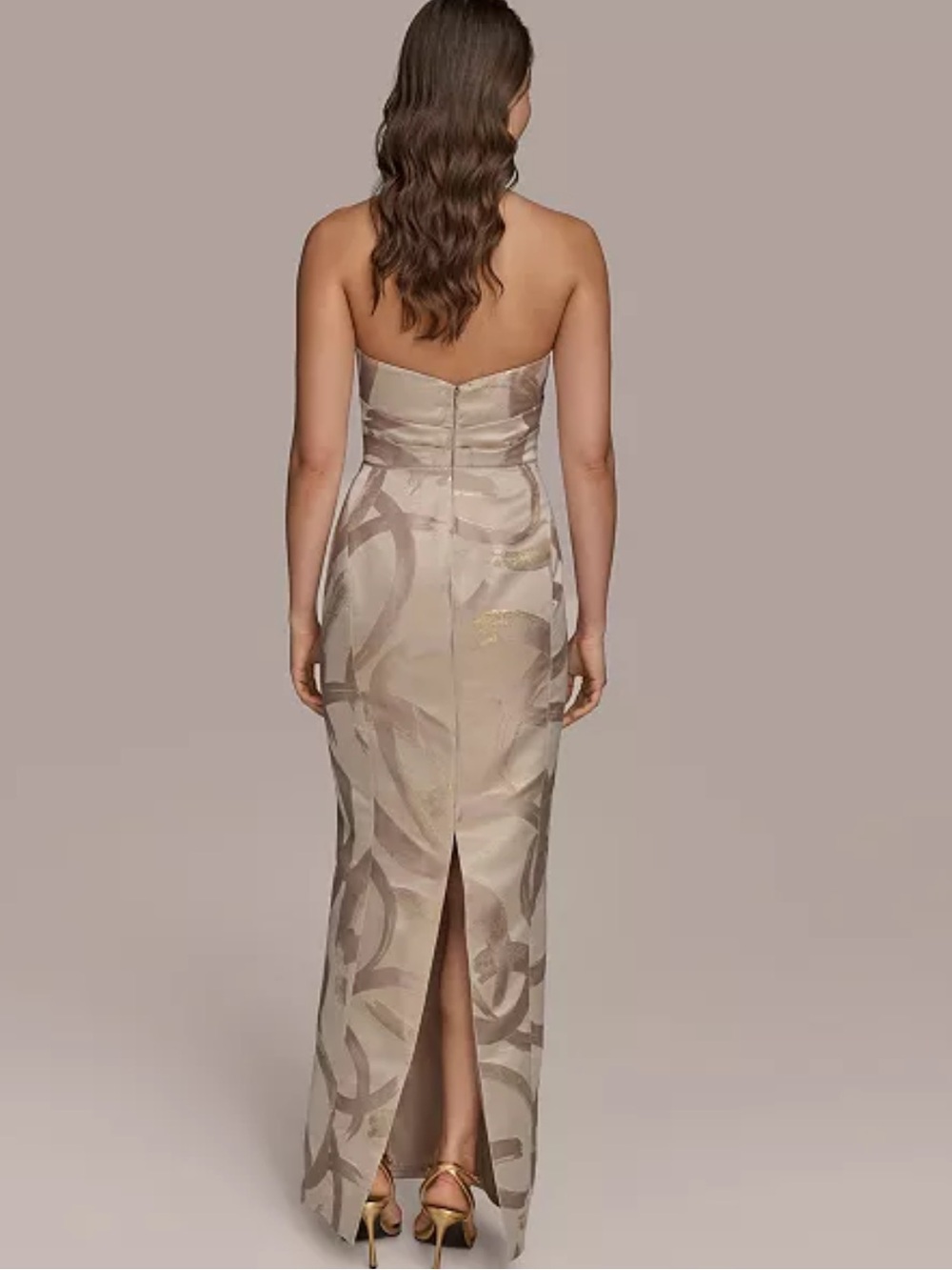 NWT Donna Karan Jacquard Metallic Maxi Gown Size 12 - Picture 4 of 10